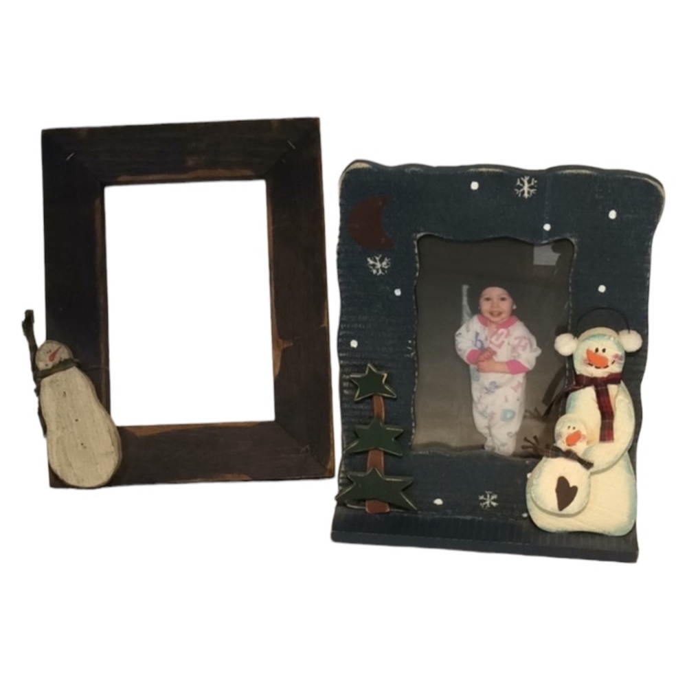 Pair of Snowman Picture Frames- 4”x 6” and 5” x 7”
